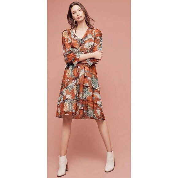 Hemant Nandita Zeri Dress Sz 2 Floral Bohemian Peasant Cottagecore Anthropologie - Picture 1 of 15